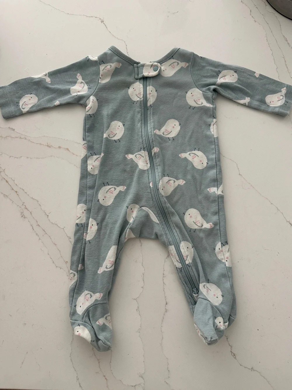 Carter's Blue Footed One-Piece with White Bird Print